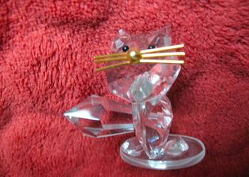 Kot - szkło szlifowane kryształowe - figurka - 4,5 x 4 x 2,5 cm