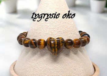 Bransoletka z tygrysiego oka, TYGRYSIE OKO, serce, kulka #481