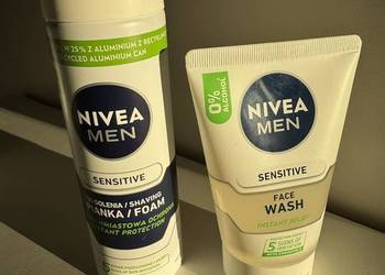 Nivea Men Sensitive zestaw Pianka do golenia + żel do mycia twarzy