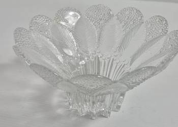 Efektowna Szklana Misa – Motyw Liści i Perełek – Vintage PRL / Retro