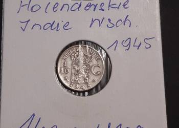 moneta srebrna Holenderskich Indii Wschodnich z 1945r