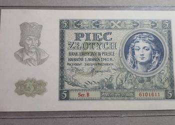 RZADKOŚĆ !!! 5 złotych 1940 s. B UNC !!!