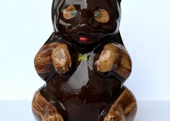 Miś skarbonka vintage lata 60-70 figurka ceramika malowana zabawka retro