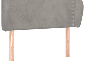Zagłówek uszak jasnoszary 103x23x78/88 cm aksamitny WM-3117046