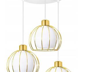 LAMPA WISZĄCA SUFITOWA ŻYRANDOL ZŁOTA SZKLANA 3 KULE Polska