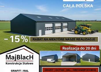 Grafitowy Garaż Blaszany Dwuspadowy RAL Wiata Gospodarcza  - Maj-Blach