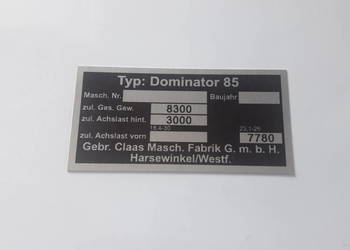 Tabliczka znamionowa Claas dominator