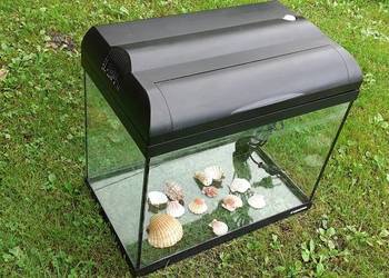 Akwarium z pokrywą, filtrem, oświetleniem,  30l,Aquastar+muszelki.