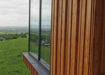 Modrzew 3D elewacja drewniana , drewno strugane