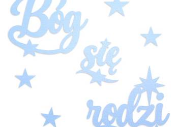 Napis „Bóg się rodzi” - dekoracja styropianowa 3D z gwiazdkami