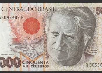 BRAZYLIA 50 000 cruzeiros 1992 - Camara Cascudo - STAN BANKOWY UNC