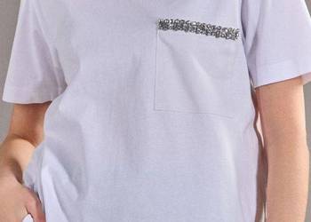 biały t-shirt z cyrkoniami Sinsay, rozm. XXS