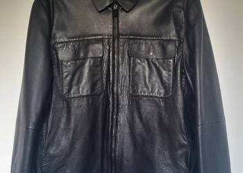 Klasyczna kurtka skórzana męska Massimo Dutti L (50-52) czarna + rękawiczki