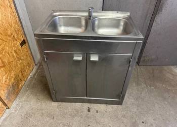 Zlew gastronomiczny dwukomorowy z szafką stal nierdzewna