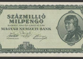 Węgry 100 000 000 pengo 1946 - stan bankowy UNC