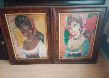 Duże obrazy haft krzyżykowy 89 x 69 cm – Vintage / lata 80/90