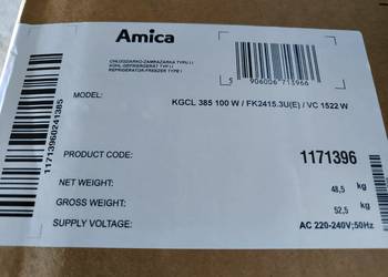 Lodówka  Amica model KGCL 385
