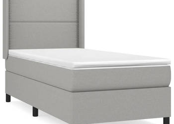 Łóżko kontynentalne z materacem jasnoszare tkanina 80x200 cm WM-3131305