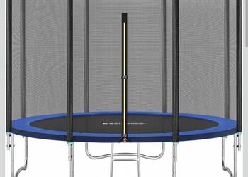 Trampolina ogrodowa 305 cm czarno-niebieska – siatka ochronna