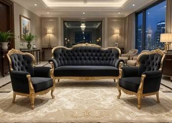 Komplet zestaw sofa fotele wypoczynkowy Ludwik ludwikowski