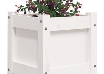 Donice ogrodowe 2 szt. białe lite drewno sosnowe WM-837397