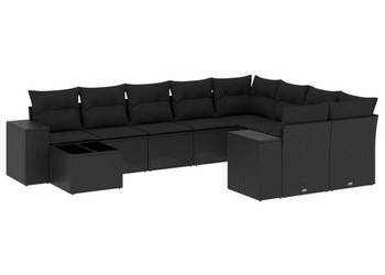 10-cz. zestaw wypoczynkowy do ogrodu poduszki czarny rattan PE WM-3255392