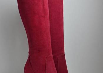 NA SPECJALNE OKAZJE dopasowane kozaki Via Spiga Piper burgundowy zamsz 39
