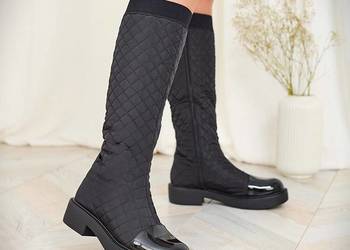 kozaki pikowane czarne w stylu Chanel
