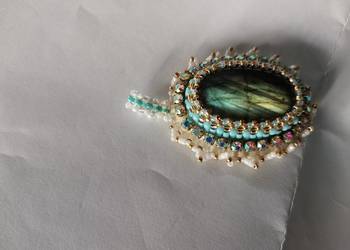 Labradoryt zawieszka beading