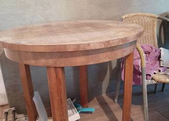 Stolik drewniany do renowacji fi 76 wysokość 74 cm