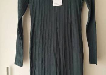 Sportowa sukienka w prążki butelkowa zieleń ciemnozielona 36 Nowa