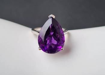 Pierścionek srebro 925 rodowane, ametyst afrykański