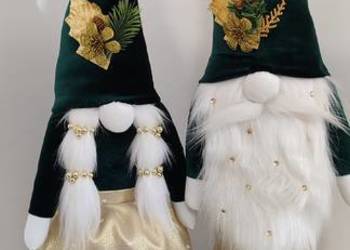 Skrzaty świąteczne para zielony złoty Glamour