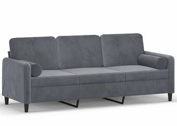 3-osobowa sofa z poduszkami ciemnoszara 180 cm aksamit WM-3200892