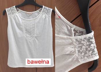 Bluzka top biała S 36 Camaieu koronka