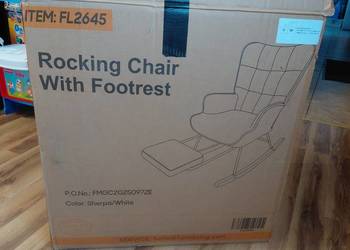 Fotel bujany Sherpa + podnóżek | miękki teddy | nowy