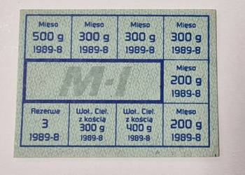 Sprzedam pamiątkowe kartki żywnościowe z okresu PRLu...  200 zł