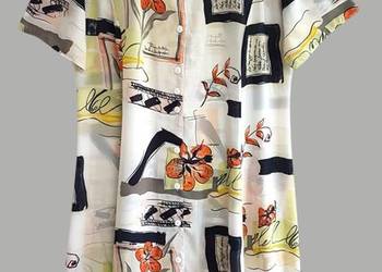 Damska sukienka ecru w kwiaty z krótkim rękawem Image 42/XL