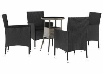 5-cz. zestaw ogrodowych mebli bistro z poduszkami czarny WM-3187427