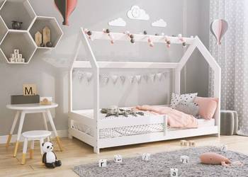 Łóżeczko dziecięce domek D5 80x160 białe drewno sosnowe