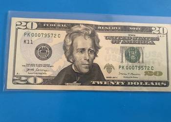 Banknot 20 dollars - niski, ciekawy numer