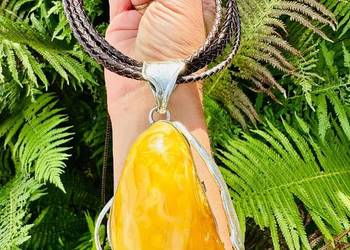 Wisior srebro 925 bursztyn bałtycki rękodzieło unikat