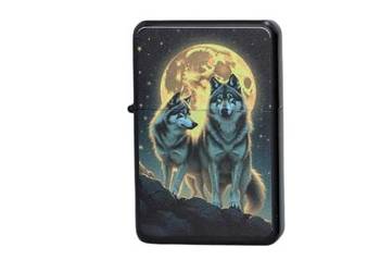 Zapalniczka Benzynowa Gentelo z Nadrukiem Wilczy duet przy pełni księżyca