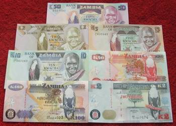 ZAMBIA (2) Kolekcjonerskie Banknoty Zestaw - 7 sztuk UNC