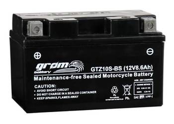 Akumulator motocyklowy GROM GTZ10S-BS YTZ10S-BS 12V 8.6Ah 160A L+