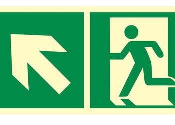 Naklejka BHP wyjście ewakuacyjne (w lewo w górę) AAE101