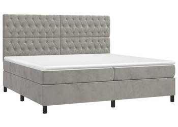 Łóżko kontynentalne z materacem i LED szare aksamit 200x200cm WM-3136323