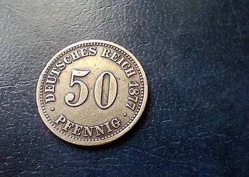 Stare monety 50 fenig 1877 A Niemcy srebro