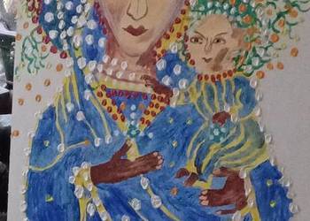 61CM/90CM NAJWAŻNIEJSZA JEST MATKA BOSKA OBRAZ AMATORSKI DYKTA PIĘKNY