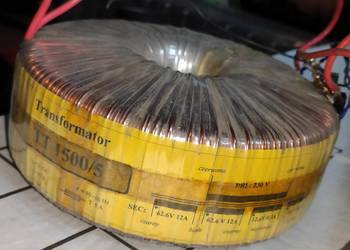 Transformator toroidalny 1500VA 230/2x62,6V(12A) 2x12,6(0,4A